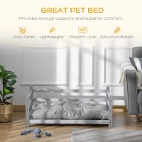 PawHut Raised Pet Bed for Medium Dogs w/ Washable Cushion, Grey(m-4)