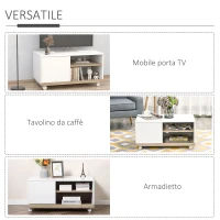 HOMCOM Carrello Porta TV con 1 Anta e Vani Aperti, Mobile per TV fino 42'' con Ruote, 80x45x39.5cm(m-7)