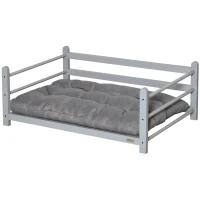 PawHut Raised Pet Bed for Medium Dogs w/ Washable Cushion, Grey(m-11)