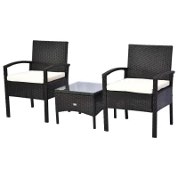 Outsunny 2 Seater Rattan Bistro Set, Steel-Brown(m-11)