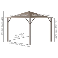Outsunny 3 x 3(m) Metal Hardtop Gazebo, with Curtains and Accessories - Brown(m-3)