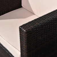 Outsunny 2-Seater Rattan Sofa  Furniture Set W/Cushions, Steel Frame-Brown(m-8)