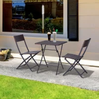 Outsunny 2-Seater Rattan Bistro Set: 1 x table, 2 x chairs-Brown(m-2)