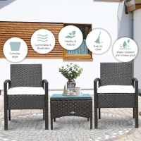 Outsunny 2 Seater Rattan Bistro Set, Steel-Brown(m-7)