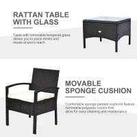 Outsunny 2 Seater Rattan Bistro Set, Steel-Brown(m-4)