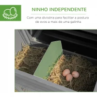PawHut Galinheiro de Madeira Exterior Gaiola para 2-4 Galinhas com Grade de Arame Tetos Asfálticos Ninho Bandeja Removível Rampa e Zona Aberta 200x80x105cm Cinza(m-6)