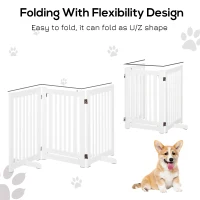 PawHutPet Gates MDF Freestanding Expandable Dog Gate Wood Doorway Pet Barrier Fence w/ Latched Door White(m-4)