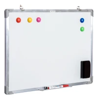 HOMCOM Whiteboard Magnettafel Wandtafel Weißwandtafel magnetisch mit Alurahmen inkl. Boardmarker Boardlöscher und Haftmagneten 60x45 cm(m-9)