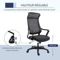 Vinsetto Fauteuil de bureau manager ergonomique hauteur assise réglable pivotant 360° maille polyester noir(m-4)
