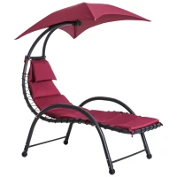 Outsunny Bain de Soleil Design Contemporain - Pare-Soleil et Matelas - Acier Polyester - dim. 1,7L x 1,18l x 1,77H m - Bordeaux Noir(m-11)