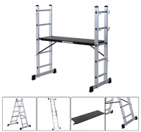 HOMCOM Aluminium Scaffolding Ladder Multi Combination Multi-purpose Step Scaffold Platform(m-6)