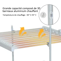 HOMCOM Séchoir à linge étendoir à linge électrique chauffant pliable 3 niveaux 300 W 50-55° C aluminium(m-5)
