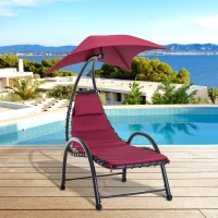 Outsunny Bain de Soleil Design Contemporain - Pare-Soleil et Matelas - Acier Polyester - dim. 1,7L x 1,18l x 1,77H m - Bordeaux Noir(m-10)