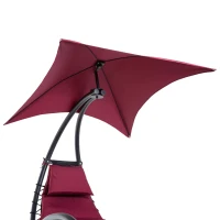 Outsunny Bain de Soleil Design Contemporain - Pare-Soleil et Matelas - Acier Polyester - dim. 1,7L x 1,18l x 1,77H m - Bordeaux Noir(m-8)