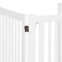 PawHutPet Gates MDF Freestanding Expandable Dog Gate Wood Doorway Pet Barrier Fence w/ Latched Door White(m-8)