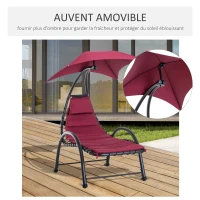 Outsunny Bain de Soleil Design Contemporain - Pare-Soleil et Matelas - Acier Polyester - dim. 1,7L x 1,18l x 1,77H m - Bordeaux Noir(m-6)