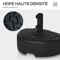 Outsunny Pied de demi-parasol demi-pied socle de parasol base de lestage sable et eau pour parasols Ø 38 et 48 mm acier et HDPE noir(m-6)