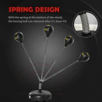 HOMCOM Punching Bag with Stand, Free Standing Boxing Bag Set, Speed Bag with Speedball Adjustable Height from 133cm to 151cm for Teens, Black, Gold(m-6)