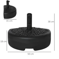 Outsunny Pied de demi-parasol demi-pied socle de parasol base de lestage sable et eau pour parasols Ø 38 et 48 mm acier et HDPE noir(m-3)