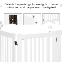 PawHutPet Gates MDF Freestanding Expandable Dog Gate Wood Doorway Pet Barrier Fence w/ Latched Door White(m-6)
