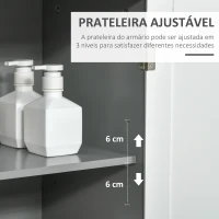 kleanklin Armário para Casa de Banho com Prateleiras 1 Armário com Prateleira Interior Ajustável Móvel Auxiliar de Armazenamento para Sala de Estar Cozinha 40x30x117cm Cinza e Branco(m-6)