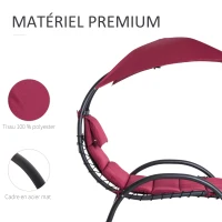 Outsunny Bain de Soleil Design Contemporain - Pare-Soleil et Matelas - Acier Polyester - dim. 1,7L x 1,18l x 1,77H m - Bordeaux Noir(m-7)