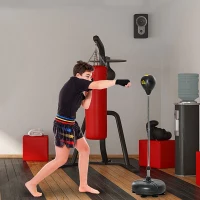 HOMCOM Punching Bag with Stand, Free Standing Boxing Bag Set, Speed Bag with Speedball Adjustable Height from 133cm to 151cm for Teens, Black, Gold(m-10)