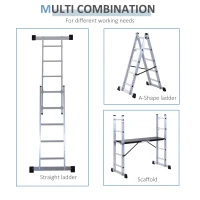 HOMCOM Aluminium Scaffolding Ladder Multi Combination Multi-purpose Step Scaffold Platform(m-4)