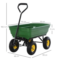 HOMCOM Chariot de Jardin a Main Garden cart Truck cuve basculante Max. 200 Kg(m-3)