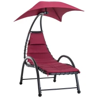 Outsunny Bain de Soleil Design Contemporain - Pare-Soleil et Matelas - Acier Polyester - dim. 1,7L x 1,18l x 1,77H m - Bordeaux Noir(m-1)