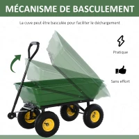 HOMCOM Chariot de Jardin a Main Garden cart Truck cuve basculante Max. 200 Kg(m-4)