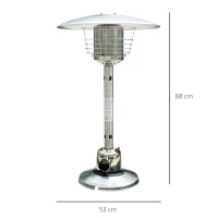 HOMCOM 4 kW Stainless Steel Table Top Gas Patio Heater - Silver(m-3)