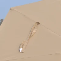 Outsunny Chapéu de Sol Duplo de Jardim com 48 Luzes LED Solar 450x265x240cm Chapéu de Sol de Exterior com Manivela Proteção Solar para Terraço Balcão Piscina Cáqui(m-8)