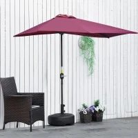 Outsunny Pied de demi-parasol demi-pied socle de parasol base de lestage sable et eau pour parasols Ø 38 et 48 mm acier et HDPE noir(m-10)