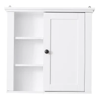 HOMCOM® SZAFKA ŁAZIENKOWA KUCHENNA WISZĄCA ŚCIENNA REGULOWANE 3 PÓŁKI drewno biała 53 x 14,5 x 50,5 cm(m-7)