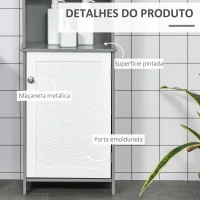 kleanklin Armário para Casa de Banho com Prateleiras 1 Armário com Prateleira Interior Ajustável Móvel Auxiliar de Armazenamento para Sala de Estar Cozinha 40x30x117cm Cinza e Branco(m-7)