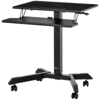 Vinsetto Escritorio de Pie Ajustable en Altura Mesa para Ordenador Portátil Móvil con 4 Ruedas Bandeja para Teclado Estación de Trabajo 65x64x75-115 cm Negro(m-1)