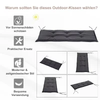 Outsunny Bankhoes set van 2 bankkussens zitkussens voor tuinbank bekleding polyester grijs(m-4)
