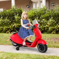 HOMCOM elektrisch voertuig kindermotorfiets met MP3 muziek verlichting 3-6 jaar rood(m-2)