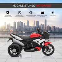 HOMCOM elektrisch voertuig kindervoertuig kindermotorfiets muziek verlichting rood + wit(m-4)