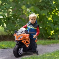 HOMCOM kinderen politie elektrische motorfiets politiemotorfiets elektrische auto kinderwagen voor 18 tot 36 maanden met 2 koplampen politie lichten elektrische quad oranje + zwart 69 x 39 x 43 cm(m-2)