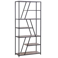 HOMCOM Estantería Asimétrica de 9 Estantes Trapezoidales de Estilo Moderno con Dispositivo Antivuelco Librería Multiusos 80x33x180 cm Madera y Negro(m-1)