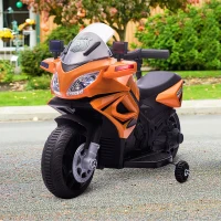 HOMCOM kinderen politie elektrische motorfiets politiemotorfiets elektrische auto kinderwagen voor 18 tot 36 maanden met 2 koplampen politie lichten elektrische quad oranje + zwart 69 x 39 x 43 cm(m-10)