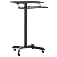Vinsetto Escritorio de Pie Ajustable en Altura Mesa para Ordenador Portátil Móvil con 4 Ruedas Bandeja para Teclado Estación de Trabajo 65x64x75-115 cm Negro(m-11)