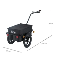 HOMCOM Remorca Carucior pentru Bicicleta cu Cos in Otel, 144x59x80cm(m-3)