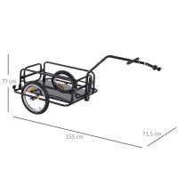 HOMCOM Carucior Remorca pentru Bicicleta Negru 156x72x82cm(m-3)