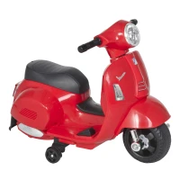 HOMCOM VESPA elektrische motorfiets kindermotorfiets elektrisch voertuig 18-36 maanden 3 km/h LED-licht geluid PP- kunststof metaal rood 66,5 x 38 x 52 cm(m-11)