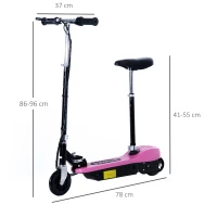 HOMCOM trotineta electrica, scaun inclus, 78×40×96cm, roz(m-3)