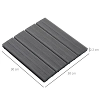 Outsunny, gresie exterior, set de 11 placi, 30x30x2.2 cm, gri(m-3)