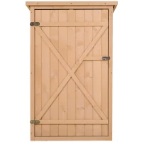 Armário de Jardim de Madeira para Ferramentas com 3 Prateleiras Interiores Porta com Trava e Teto Asfáltico 75x56x115cm Madeira(m-11)